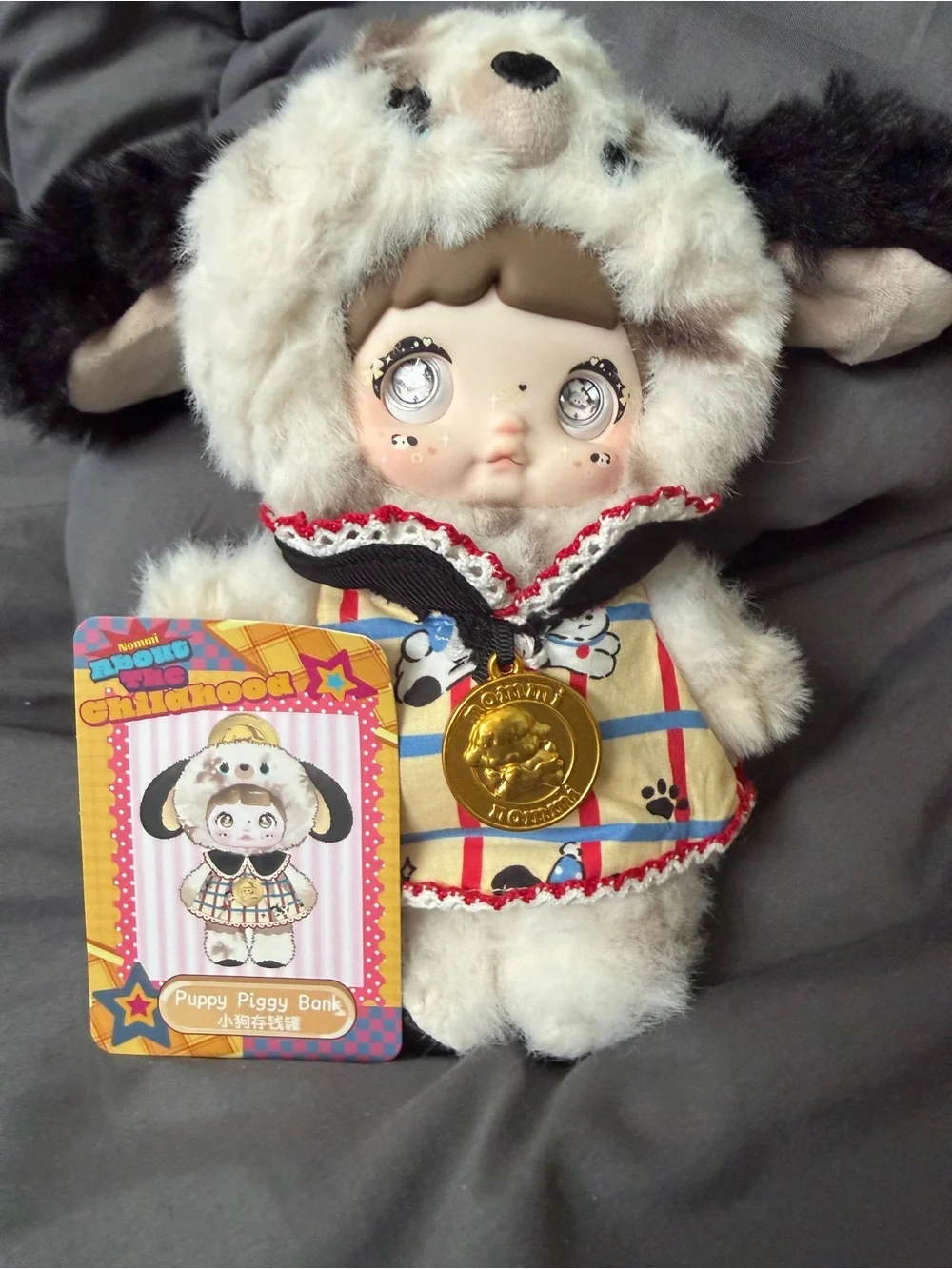 Plush Kids Character Bag Duo in Cream & Black - Cute Animal Design